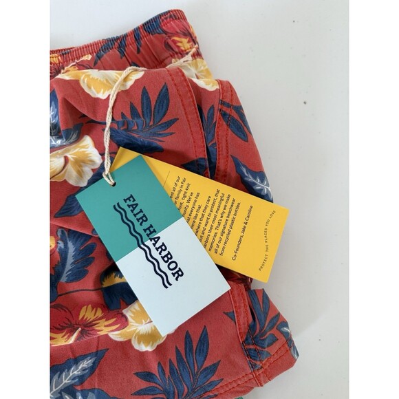 Fair‎ Harbor The Bungalow Water Repellent Swim Trunks Red Tropical Size XXL NWT - Picture 6 of 13